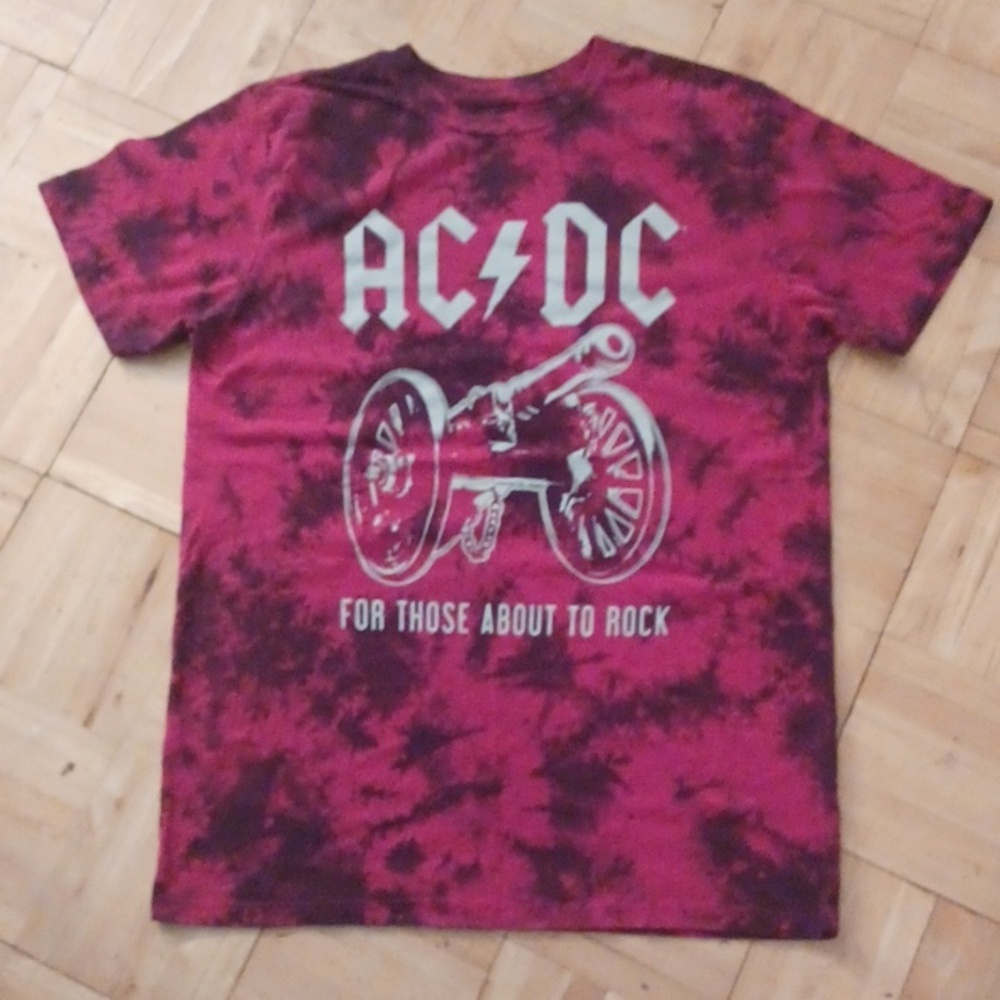 AC / DC tye dyed tee shirt men's size small red and black